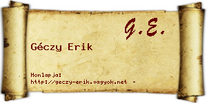Géczy Erik névjegykártya