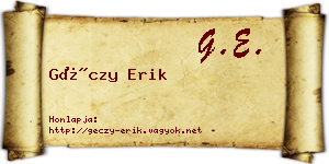 Géczy Erik névjegykártya